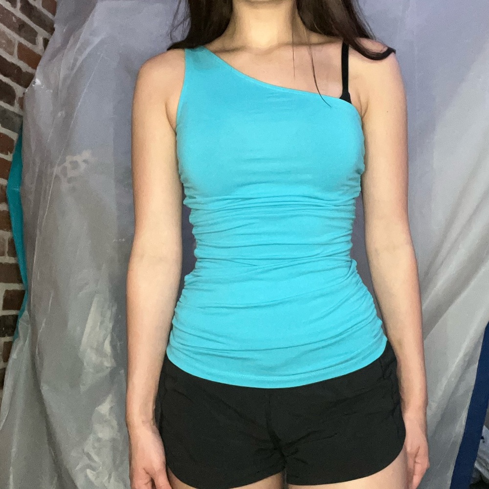 Super Cute Teal One Shoulder Top